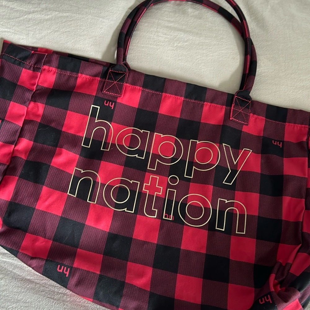Happy Nation Large Plaid Tote